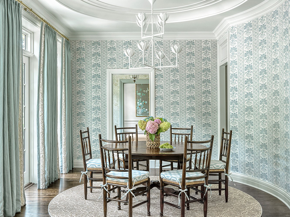 Quadrille Chantilly Stripe wallpaper Baur Interiors Alise O'Brien Photography