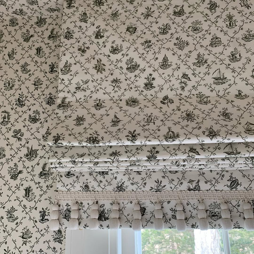 Charles Burger Pillement Toile shade curtains Charlotte Barnes Instagram