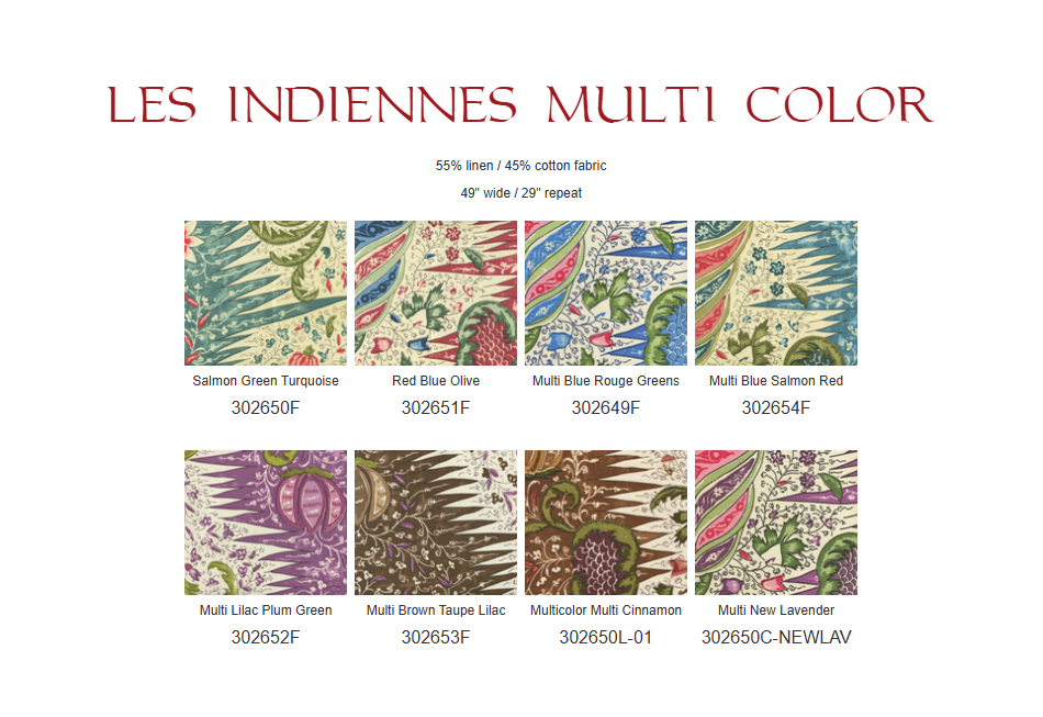 Quadrille Les Indiennes fabric group