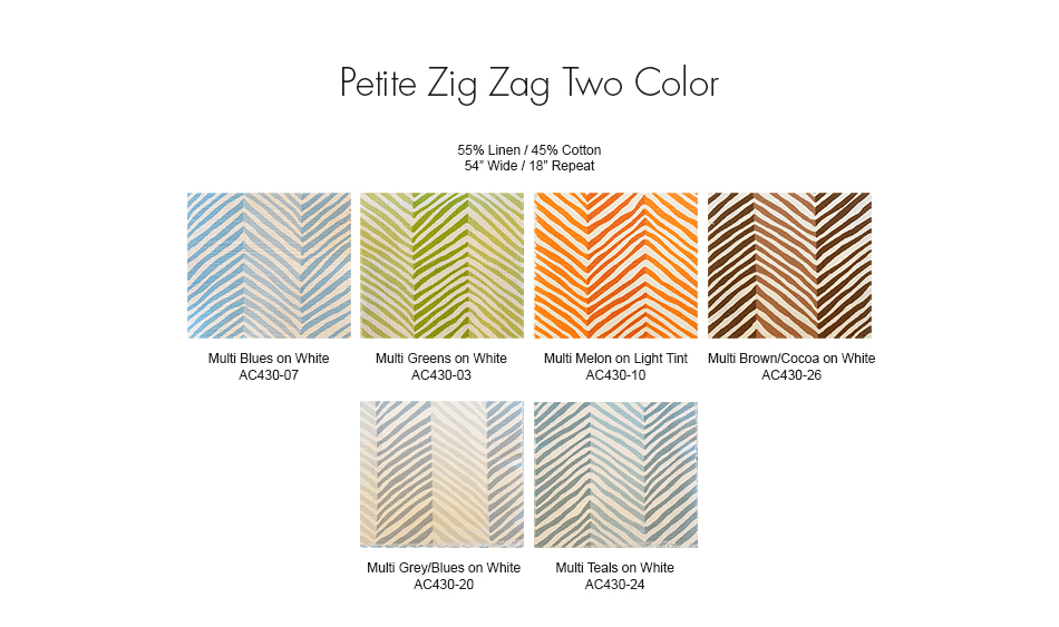 Alan Campbell petite zig zag multi color fabric group